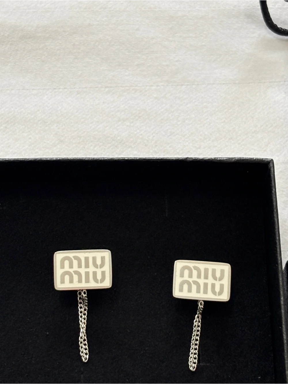Miu Miu Logo Drop Earrings